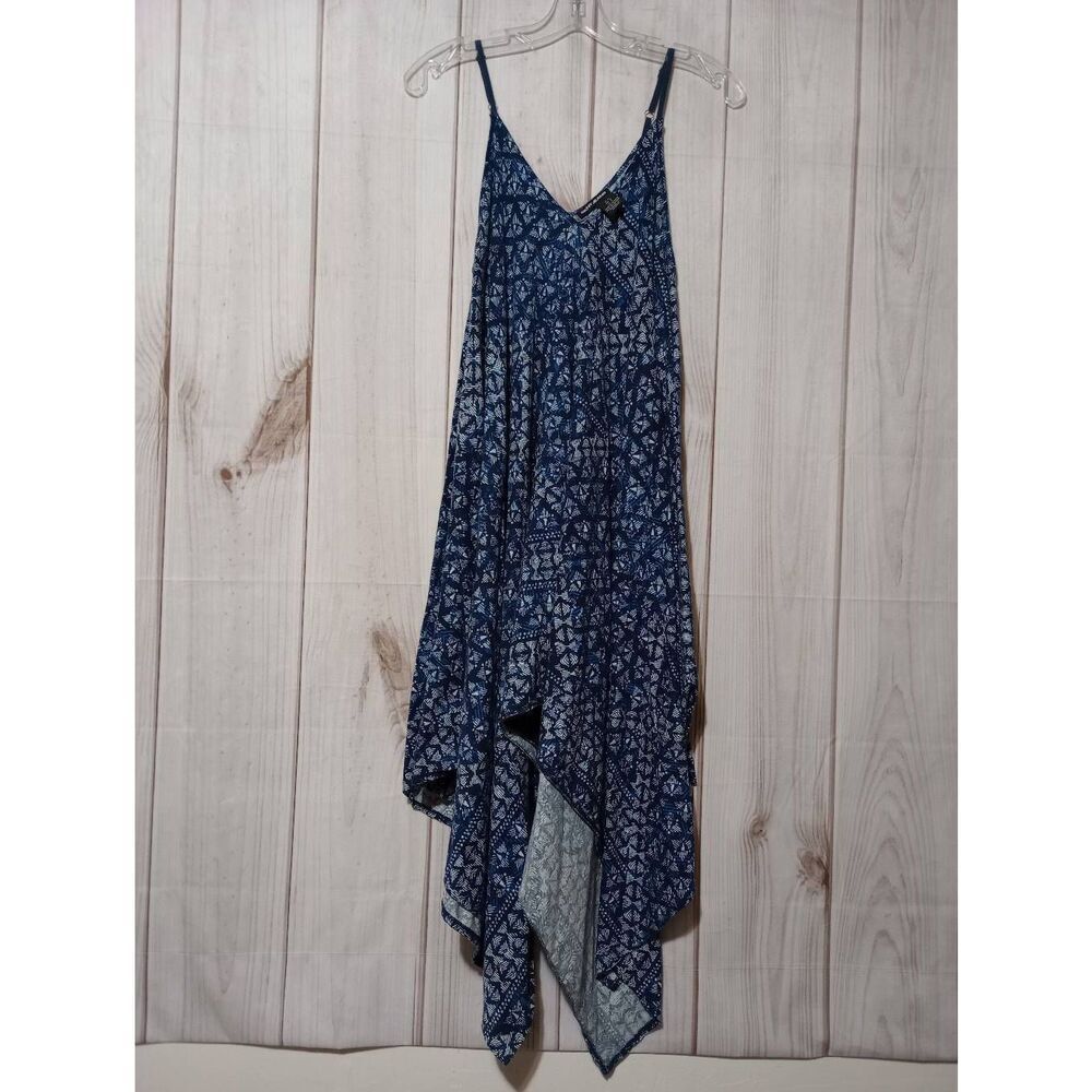 DKNY Dress Ladies Medium Navy‎ Sleeveless Adjustable Straps High Low
